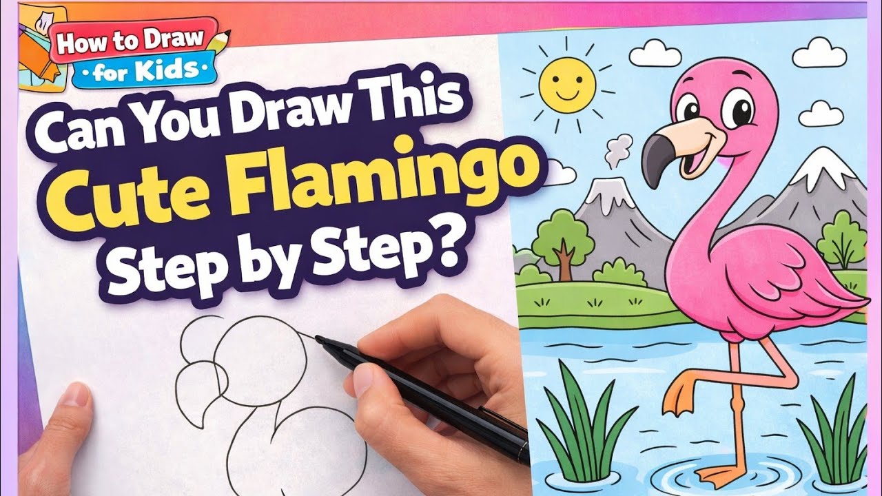 Can You Draw This Cute Flamingo Step by Step?