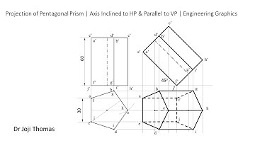 Projection of Pentagonal Prism | Axis Inclined to HP & Parallel to VP | Engineering Graphics