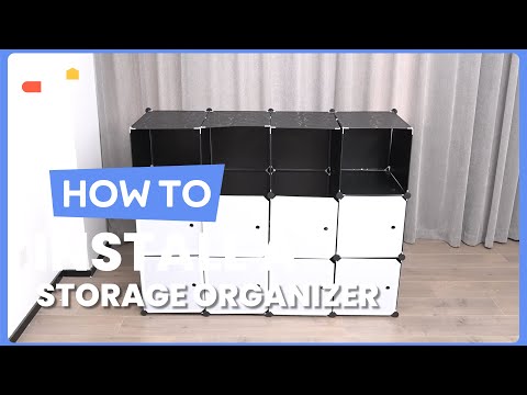 How to Install the 16-Cube Storage Organizer with Doors and Hanging Rods | JZ10058 #costway #howto