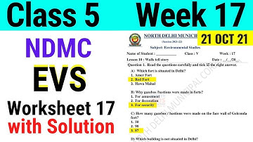 NDMC Class 5 EVS Week 17 Worksheet 17 (21/10/21) || worksheet 17 Class 5th evs week 17 solution