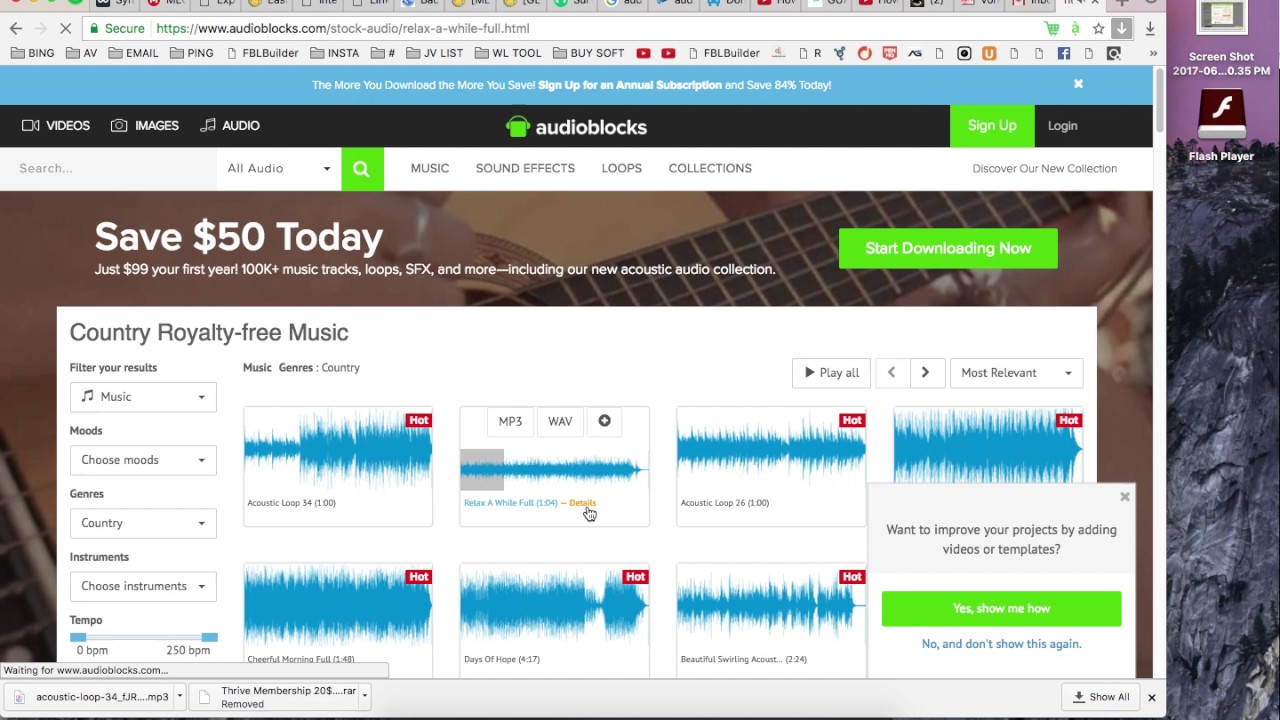Hướng dẫn download Free nhạc từ Audioblocks com 30s YouTube