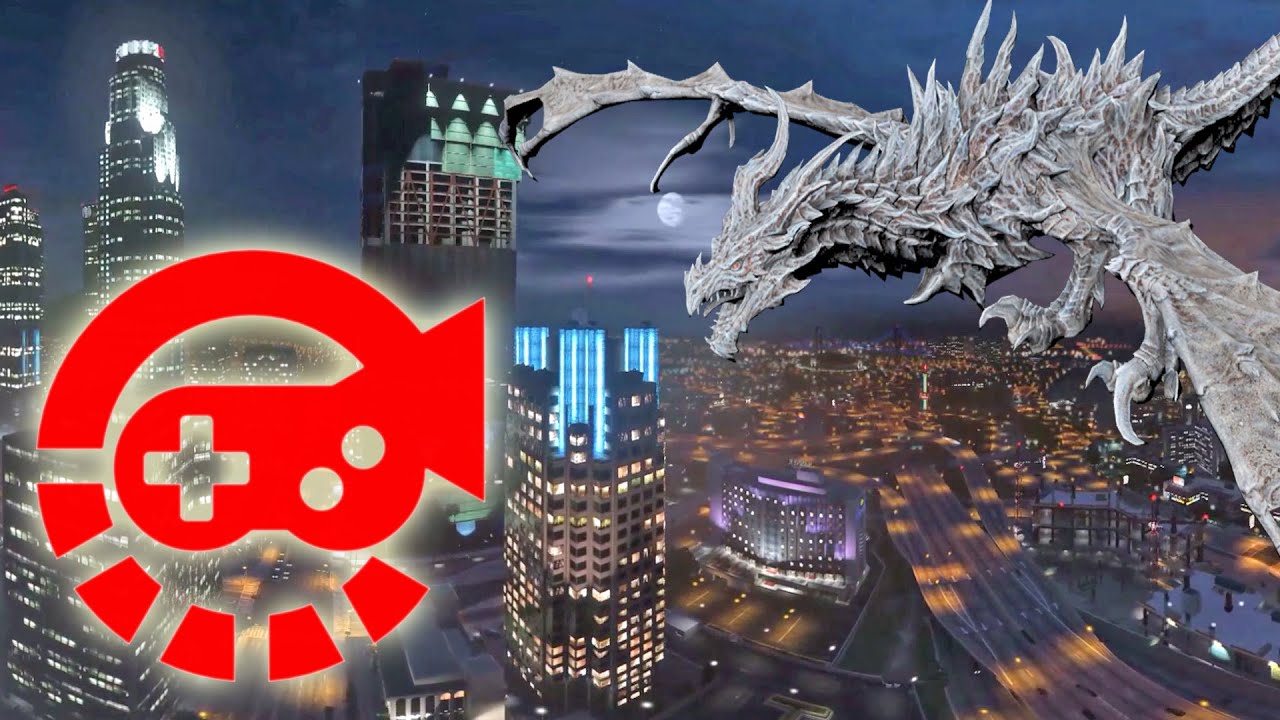 Picha ndogo ya video kwa 360° Video - Skyrim Alduin Dragon Night Fly, Grand Theft Auto V