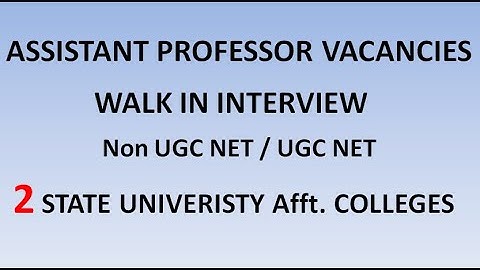 Assistant Professor Vacancies in 2 State University Afft. Colleges | Non UGC NET/UGC NET | No Exam