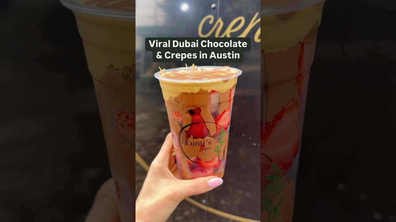 NEW VIRAL DUBAI CHOCOLATE CREPES & STRAWBERRIES IN AUSTIN! 🍫🍓 
