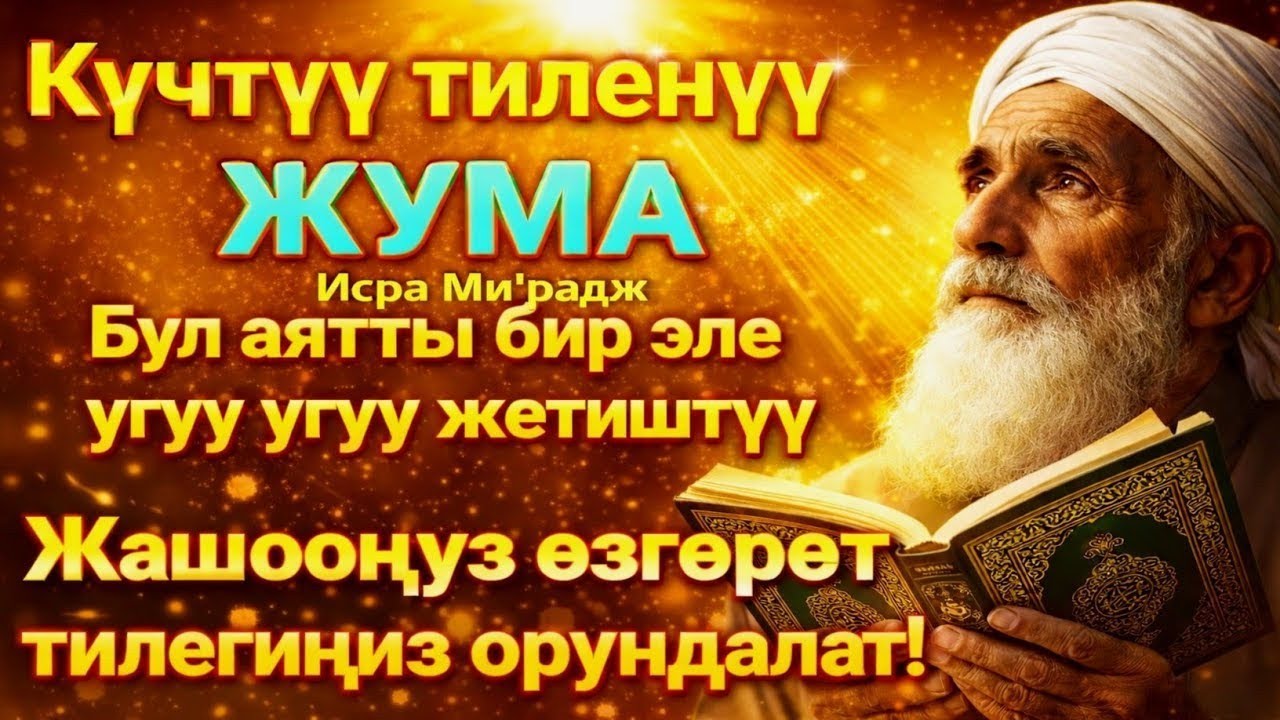 КҮЧТҮҮ ЖУМА ДУАСЫ | Исра Мираж ТҮНҮ – Бул АЯТТЫ УГУП, ТИЛЕГИҢ ОРУНДАЛАТ, ЖАШООҢ ТАМЫРЫНАН ӨЗГӨРӨТ!
