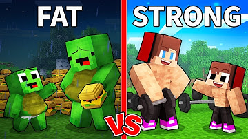 FAT vs STRONG Baby Mikey vs Baby JJ in Minecraft (Maizen)