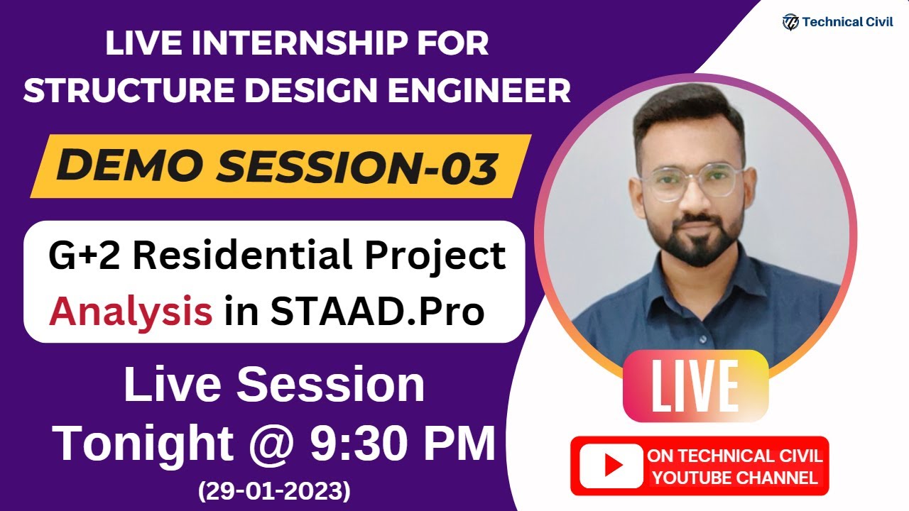 G+2 Structure Analysis in STAAD.Pro | Demo Class-03 | Live Internship ...