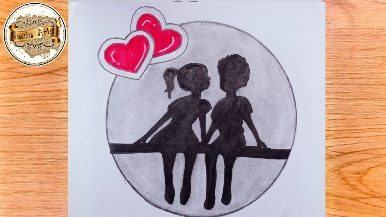 How to draw a Cute Couple sitting Drawing | easy couple Pencil sketch ...