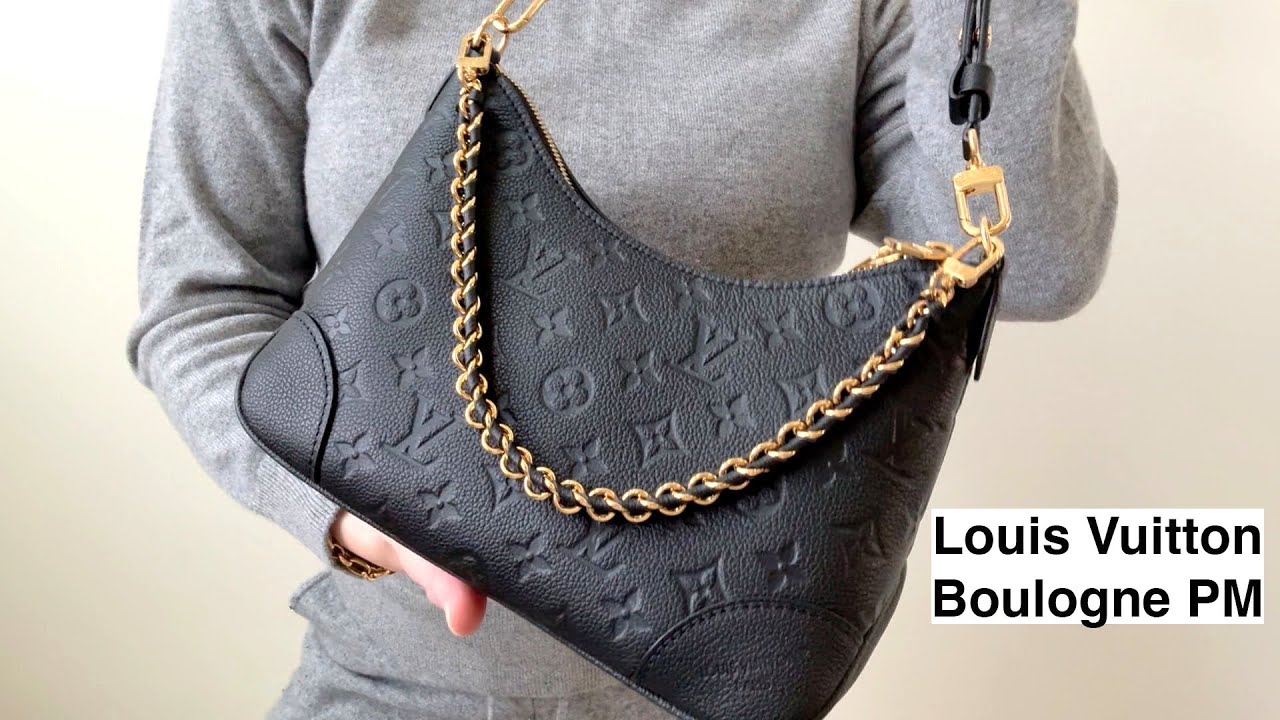 Louis Vuitton Boulogne PM Bag Black Monogram Empreinte Leather 