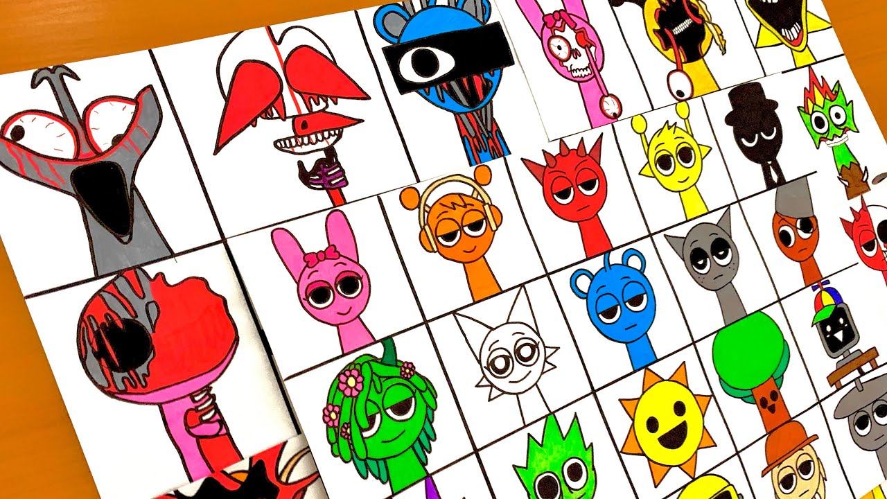 Drawing ALL Phases in INCREDIBOX SPRUNKI - Phase 1 VS Phase 2 VS Phase ...
