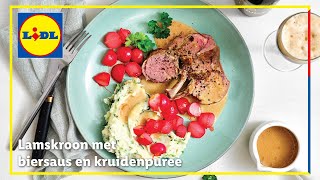 Download Lagu Lamskroon met biersaus en kruidenpuree MP3