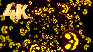 Halloween Flying Pumpkins Scary Spooky VJ Loop Screensaver Jack-o Lantern 4K HD Background, No Audio