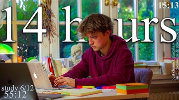 LIVE | 14-HOUR study with me (pt.1) 📚🌧 rain sounds & pomodoro timer 60 & 10