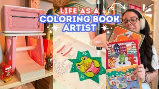 day in the life of a coloring book artist 👩‍🎨🖍️ | sketching, packing orders & munbyn label printer