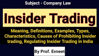 Insider Trading | Insider Trading in Hindi | Insider Trading CS Executive| CA Foundation