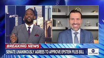 Thumbnail for Senate unanimously agrees to approve Epstein files bill