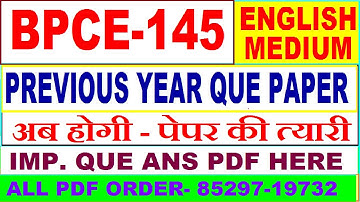 bpce 145 previous year question paper in English / bpce 145 important questions ans / bpce 145 study