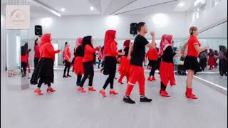 Selamat Hari Lebaran Line Dance / Choreo by Diba Munaf \u0026 Zaza Calisthenics / Demo by Radisya Studio