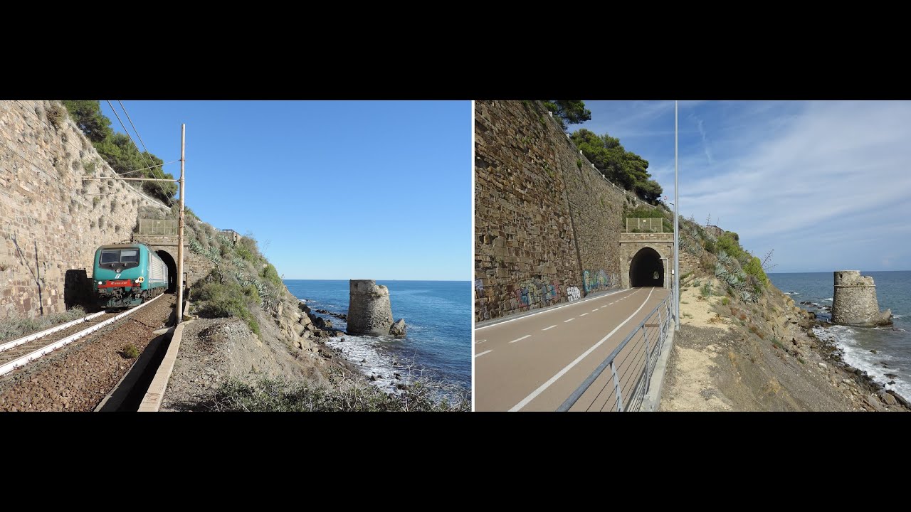 27/9/2022 Pista ciclabile su ex ferrovia tra Imperia-San Lorenzo. Presente e passato a confronto.