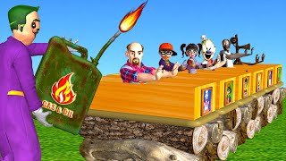 Scary Teacher 3D - Miss T vs Hello NeighborJoker Troll Nick and Tani vs 4 Neighbor with Cow Cart