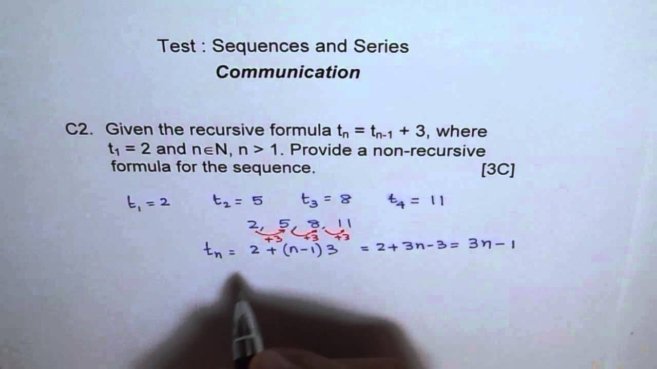 Write a recursive definition for each sequence