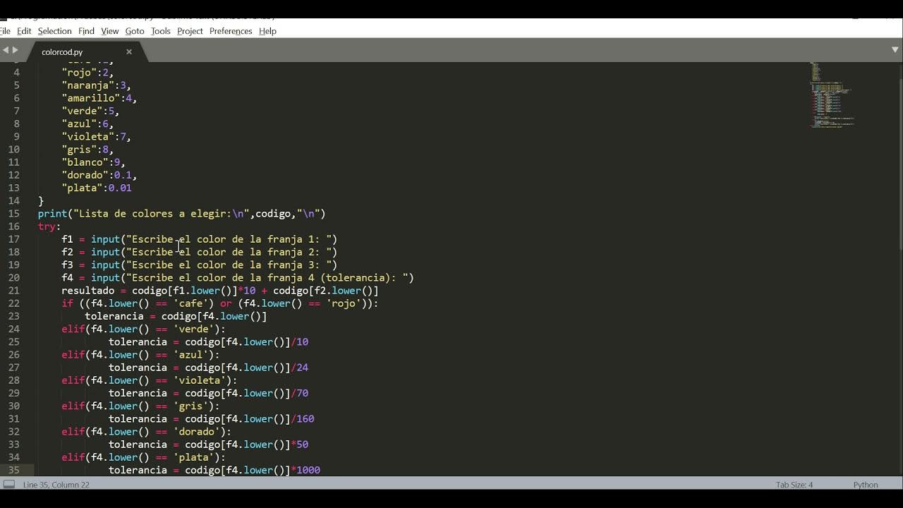 Proyecto De Programación - Código De Colores De Resistencias De Cuatro ...