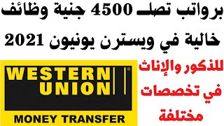 وظائف خالية في ويسترن يونيون للذكور والإناث في تخصصات مختلفة برواتب تصلــــ  4500 جنية التقديم هنا