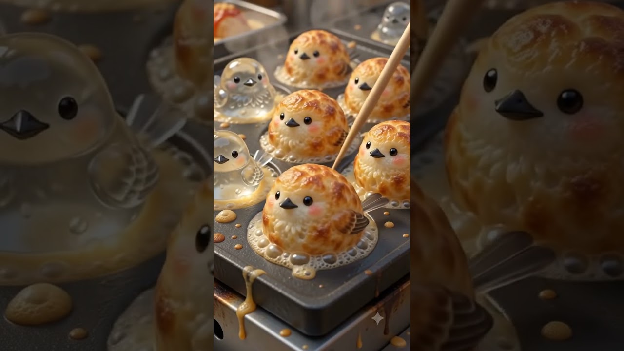 癒しAI】たこ焼きになったシマエナガ/When a Shimaenaga becomes