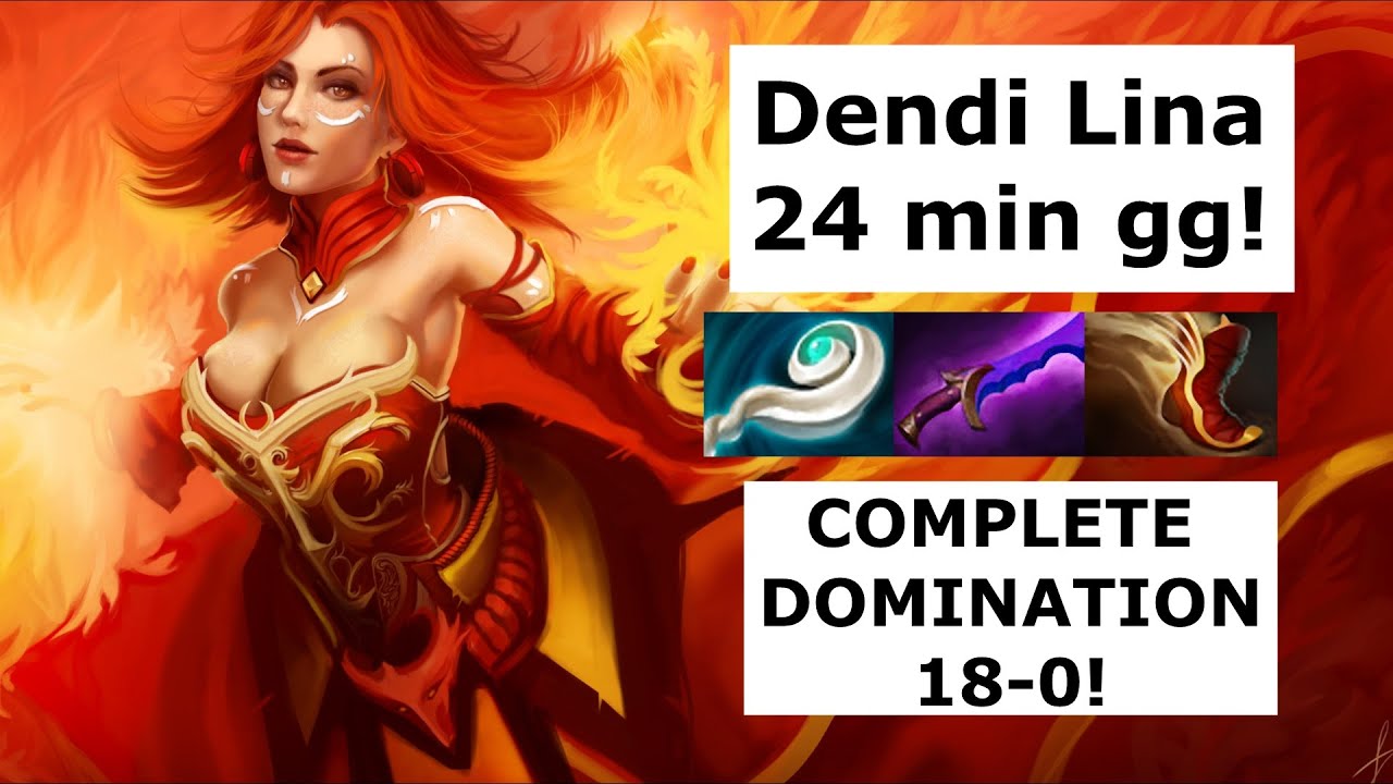 Dota 2 Pro Plays! Dendi Lina Mid Complete Domination 24 min gg!