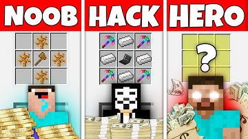 Minecraft Battle: NOOB vs PRO vs HEROBRINE: BANK ROBBERY CRAFTING CHALLENGE in Minecraft