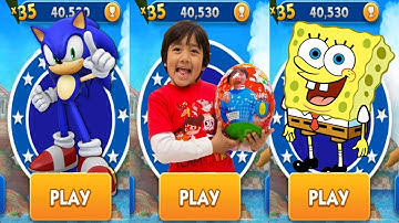 Sonic Dash vs Tag with Ryan vs Spongebob: Sponge on the Run - All Characters Unlocked Gameplay