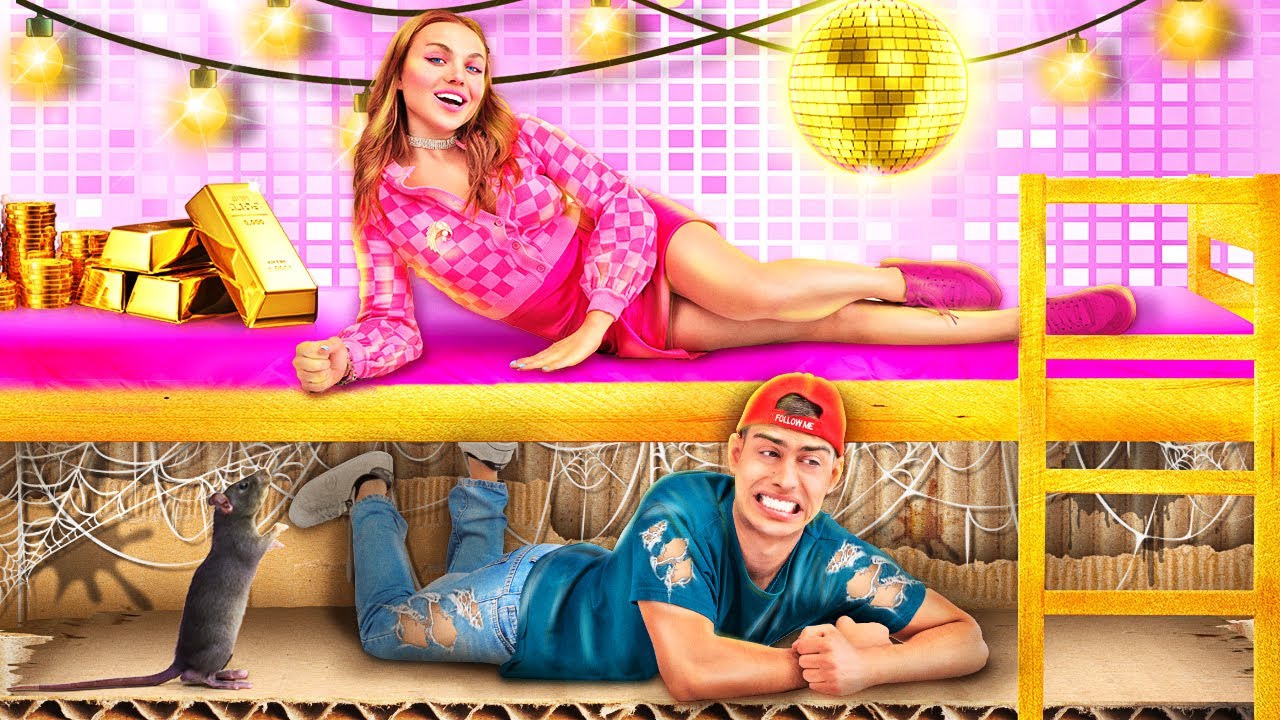 GigaRich vs Poor Built SECRET ROOMS Extreme Room MAKEOVER by La La