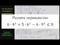 Математика Решите неравенство 6∙4^x+5∙6^x-6∙9^x меньше или равно 0