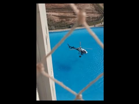 Vídeo flagra momento em que helicóptero pega água da piscina do Brasil Beach