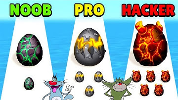 Noob Vs Pro vs Hacker in Egg rush||oggy and jack||oggy game
