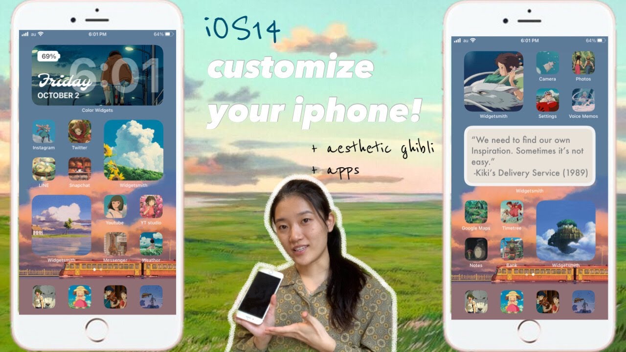 Ios14 Iphoneホーム画面をカスタマイズする方法 アプリ紹介 Ghibli Widgets And Icons Youtube