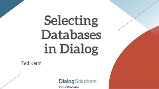 Selecting Databases in Dialog