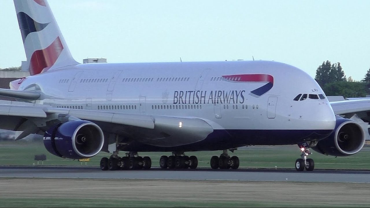 British Airways A380-841 [G-XLEF] Dusk Landing at ...
