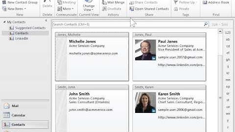 Outlook 2010 Use Keyboard Shortcuts for General Use in Business Cards View or Address Cards View