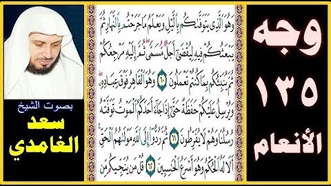 صفحة 135 ۞ سورة الأنعام ۞ سعد الغامدي ۞ وهو الذي يتوفاكم بالليل ويعلم ما جرحتم بالنهار ثم يبعثكم فيه