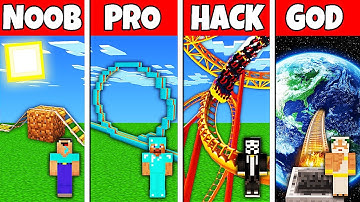 Minecraft Battle: NOOB vs PRO vs HACKER vs GOD! ROLLERCOASTER BUILD CHALLENGE in Minecraft