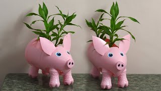 Piggy Planter from Recycled Plastic Bottle | DIY Recycled Plastic Container