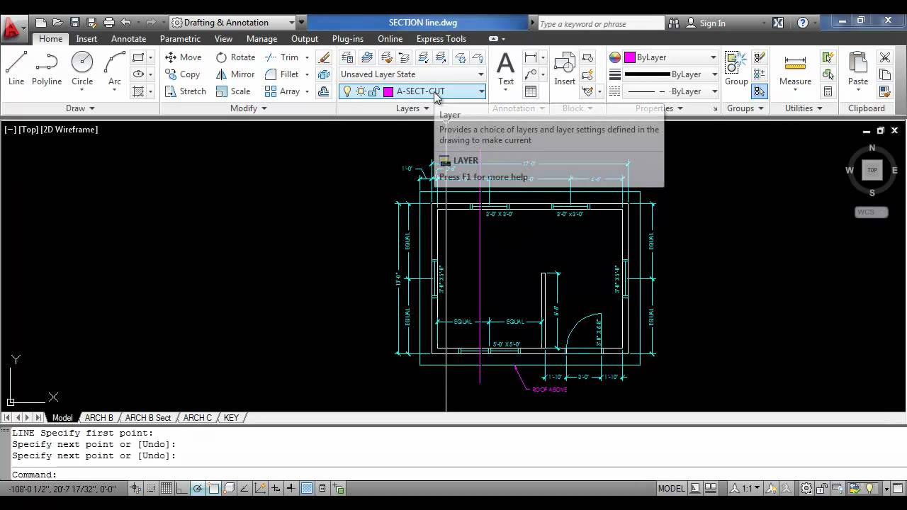 How to Create a Section Line with AutoCAD - YouTube