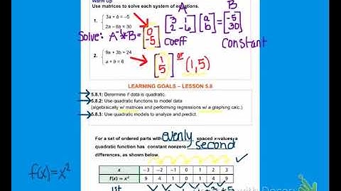 Alg2B Lesson 5:8 "Curve-Fitting with Quadratic Models"