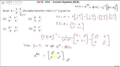 GATE 2004 ECE State Transition Matrix for given A matrix