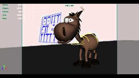 3D Rigging Cartoon Horse Chew, Facial Animation (Maya Playblast)