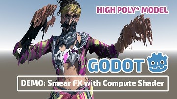 DEMO: Smear effect with compute shader v2, HIGH POLY - Godot 4.4