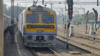 Madly honking MEMU crossing on the curve at Kanpur outer| #indianrailways #viral