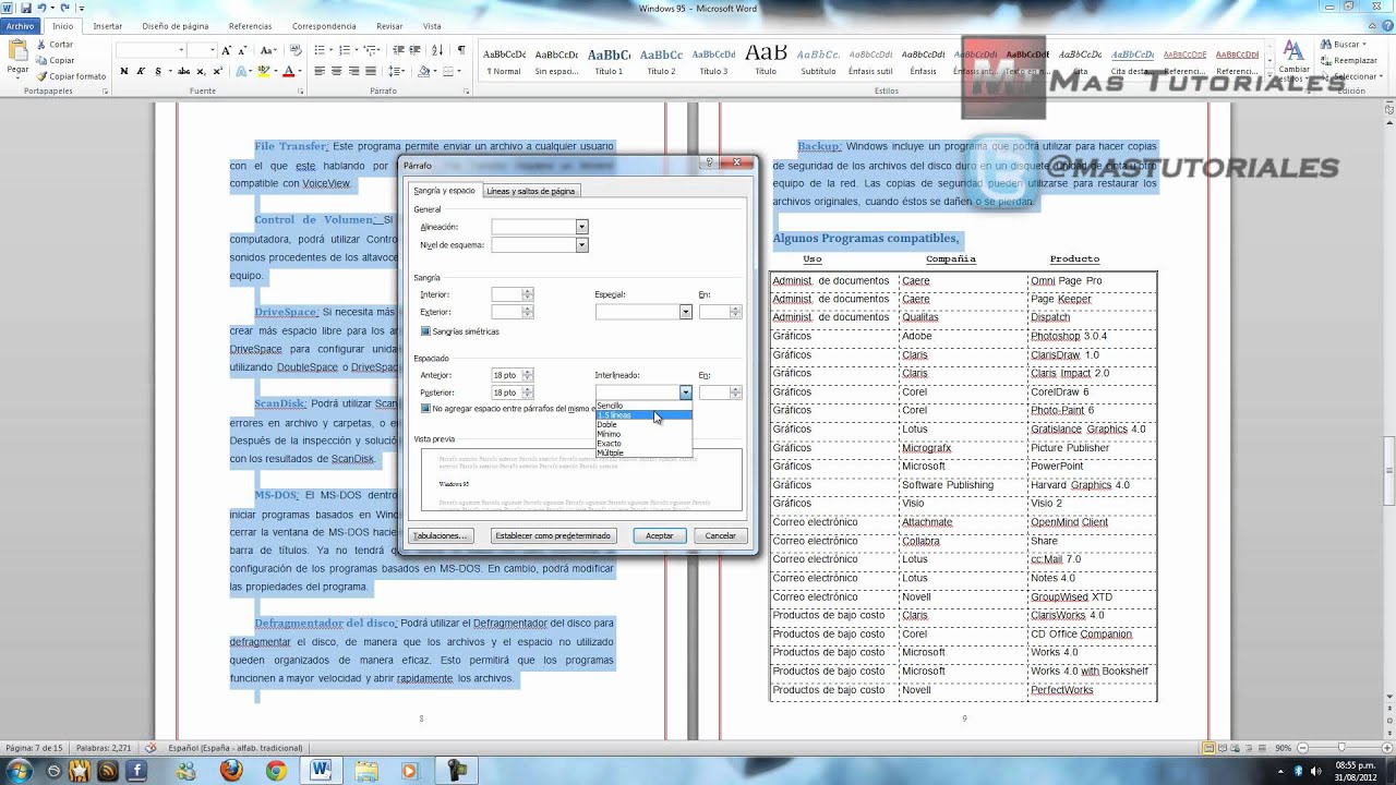 Doble Espaciado En Word Word 2010 - Como cambiar el espaciado e interlineado - YouTube