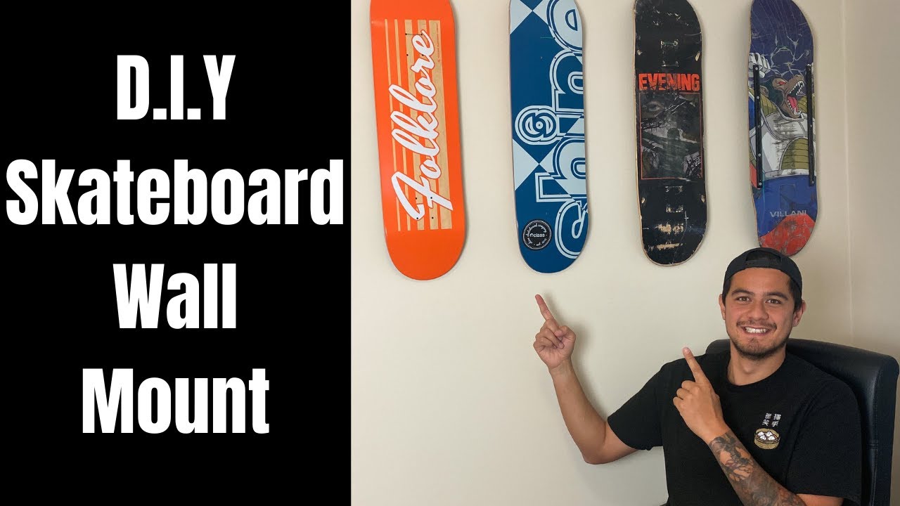 How To Hang Skateboards On Your Wall (NO HOLES OR MARKS!) - YouTube